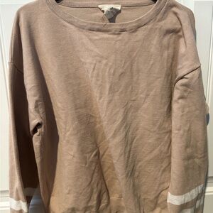 Fantastic Fawn Tan Sweater with White Accents